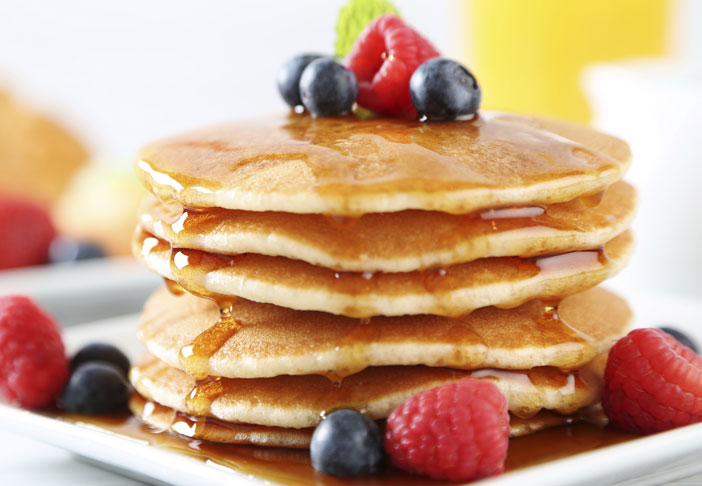 Pancakes and fruit in the Brunch Package